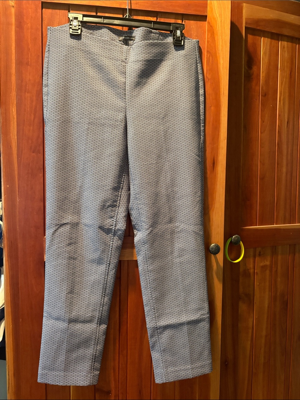 Adrianna Papell Navy and White Patterned Waistband Dress Pants
